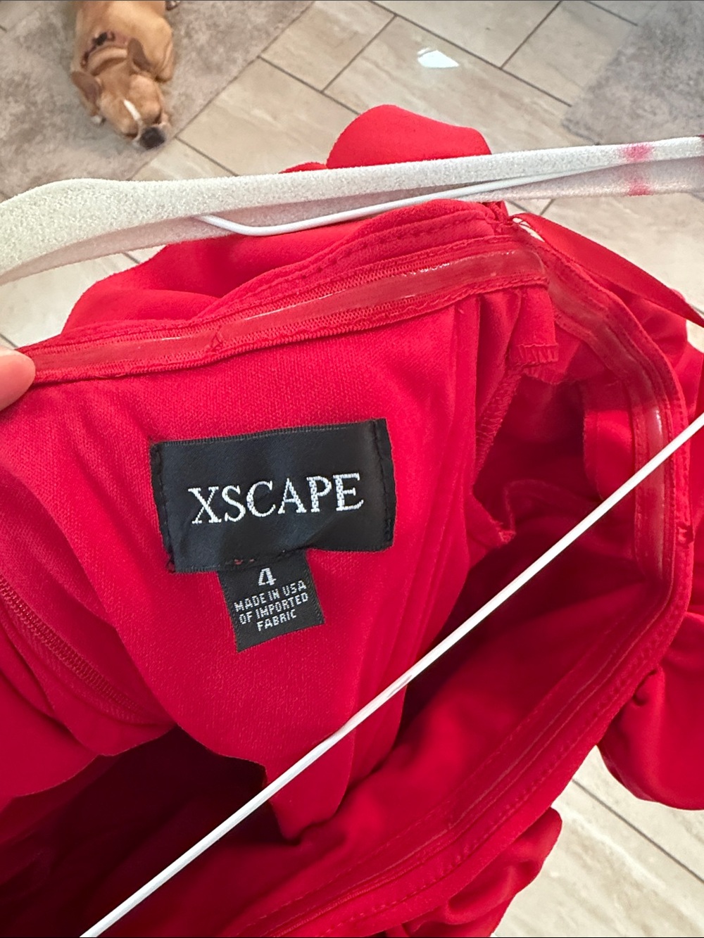 Xscape Red Ruffle Off-Shoulder Form Dress - Picture 5 of 5